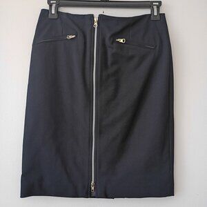 Randy Kemper Black Lined Skirt | Front Zip | Back Slit | Size 8